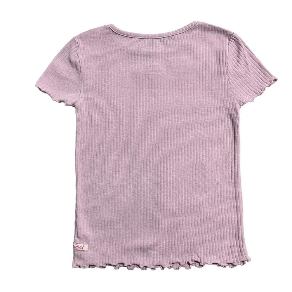 RuffleButts 7Y Lilac Ribbed Ruffles Pajamas Set